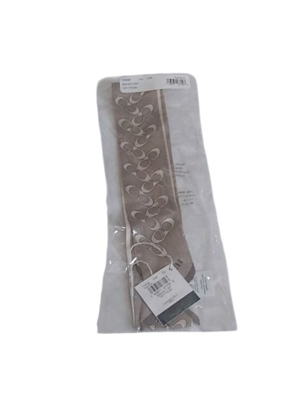 Coach Signature Kissing Cs Silk Skinny Scarf, Grey Birch - Picture 3 of 4